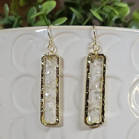16k Gold Trim Shimmer Drop Earrings - Picture 5 of 6